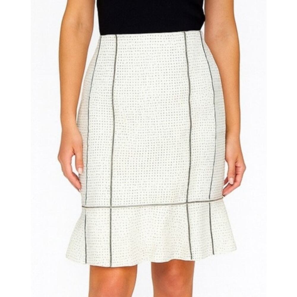 VTG Nanette Lepore Old Money Dotted Tulip Skirt Size 8 Cream Preppy Academia 70s